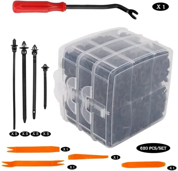 C0529 645Pcs Car  Fender Rivet Clips and Plastic Fastener Kits Fender  Clips 16 Most Popular Sizes Automotive PIN RIVET Kits