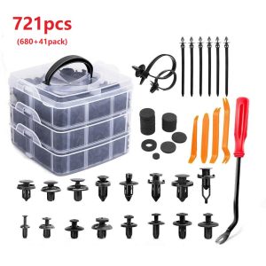 C0010 721Pcs Car Clips Auto Fasteners Bumper Push Trim Clips Pin Rivet  Kit  Retainer Plastic Auto Fastener & Clip