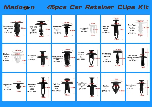 C0340 715Pcs Fastener Remover & 32 Car Door Panel Trim Clips Kit Car Retainer Clips Fasteners Cars Body Kits Plastic Material