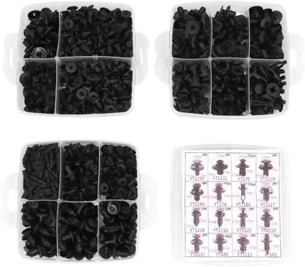 C0529 645Pcs Car  Fender Rivet Clips and Plastic Fastener Kits Fender  Clips 16 Most Popular Sizes Automotive PIN RIVET Kits