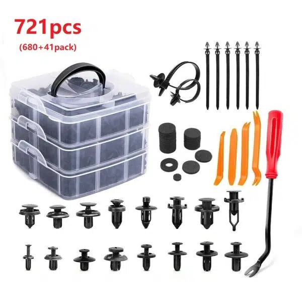 C0010 721Pcs Car Clips Auto Fasteners Bumper Push Trim Clips Pin Rivet  Kit  Retainer Plastic Auto Fastener & Clip