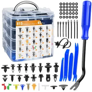 C0874 860Pcs Car Push Retainer Clips Assortment  Popular Sizes and Fasteners Remover for Toyota GM Ford Honda Chevy