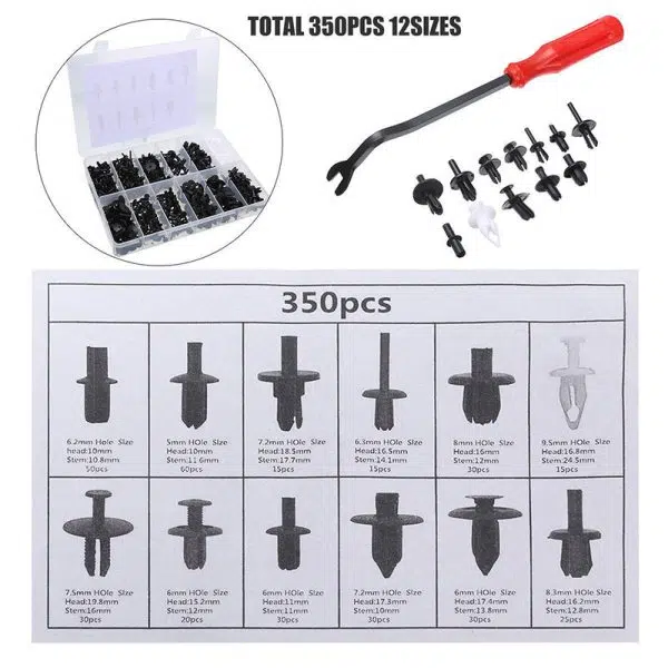 C0012 350Pcs Auto Retainer Clips Universal Car Body Plastic Push-holder Screwdriver Accessories Nylon Material Faster Repair