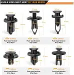 C0016 120Pcs Car Retainer 6.3mm 8mm 9mm 10mm Expansion Screws Replacement Kit Bumper Clips Push Retainer Rivet Clips
