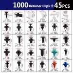 1045Pcs Car Push Retainer Clips Auto Fasteners Assortment Nylon Bumper Fender Rivets With Cable Ties and Fastener Remover