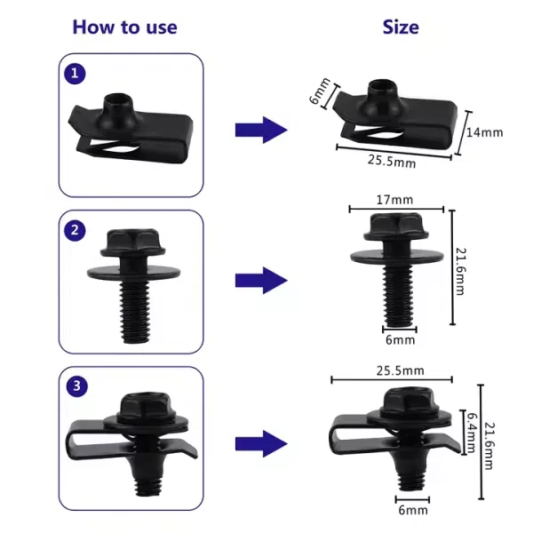 1045Pcs Car Push Retainer Clips Auto Fasteners Assortment Nylon Bumper Fender Rivets With Cable Ties and Fastener Remover