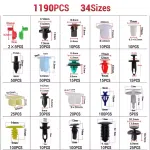 1305Pcs Auto Push Pins Car Plastic Rivets Fasteners Push Retainer Kit 34 Sizes Push Pin Rivets Set Door Trim Panel Fender Clips