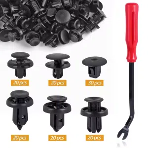 131Pcs 6 in 1 Car Clips 90682-SEA-003 Front Bumper Clips Bumper Fastener 91512-SX0-003, Push-Type Plastic Rivet 91505-S9A-003