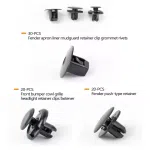 131Pcs 6 in 1 Car Clips 90682-SEA-003 Front Bumper Clips Bumper Fastener 91512-SX0-003, Push-Type Plastic Rivet 91505-S9A-003