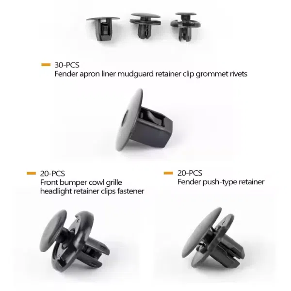 131Pcs 6 in 1 Car Clips 90682-SEA-003 Front Bumper Clips Bumper Fastener 91512-SX0-003, Push-Type Plastic Rivet 91505-S9A-003