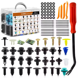 1355Pcs Car Retainer Clips Auto Body Push Fasteners Automotive Bumper Clips Matle Screw Panel Plastic Rivets with Remover Kit