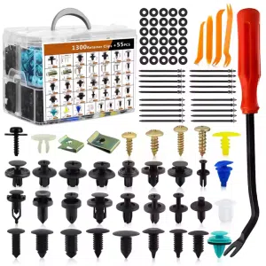1355Pcs Car Retainer Clips Auto Body Push Fasteners Automotive Bumper Clips Matle Screw Panel Plastic Rivets with Remover Kit