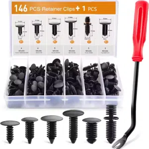 146Pcs Nylon Bumper Shield Retainer Clips Universal Auto Body Shield Retainer Fastener Clip Assortment- Fastener Remover