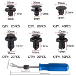 170Pcs Car Retainer Clips 6 Size Fender Bumper Fasteners