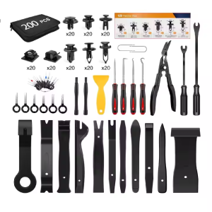 200Pcs Trim Removal Tool Push Pin Bumper Retainer Clip Set Fastener Terminal Remover Tool Adhesive Cable Clip Crowbar Kit Pliers