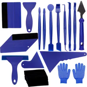 21Pcs Pro Vinyl Wraps Applicator Tool Kit Window Tint Film Car Wrapping Tools Felt Squeegees Plastic Scraper Wrap Knife