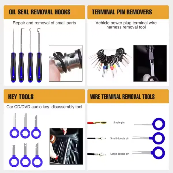238Pcs Trim Removal Tool Auto Push Pin Bumper Retainer Clip Set Fastener Terminal Remover Pry Kit Car Panel Radio Removal Pliers