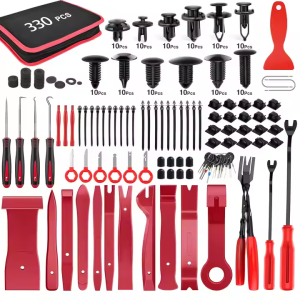 330Pcs Trim Removal Tool Push Pin Bumper Retainer Clip Set Fastener Terminal Remover Tool Adhesive Cable Clip Crowbar Kit Pliers