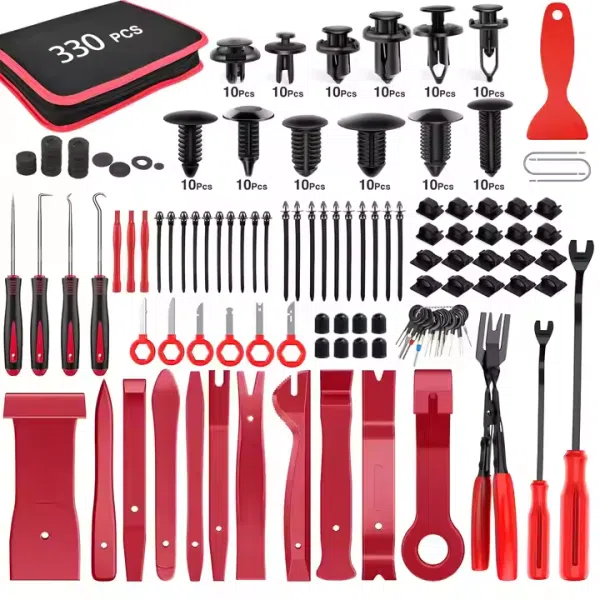 330Pcs Trim Removal Tool Push Pin Bumper Retainer Clip Set Fastener Terminal Remover Tool Adhesive Cable Clip Crowbar Kit Pliers