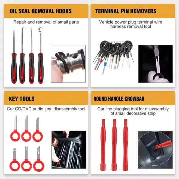 330Pcs Trim Removal Tool Push Pin Bumper Retainer Clip Set Fastener Terminal Remover Tool Adhesive Cable Clip Crowbar Kit Pliers