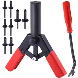 42Pcs Plastic Rivet Gun Set with 40Pcs 4Sizes Nylon Blind Rivets and 1Pcs Bonus Fastener Removal Tool, Hand Riveter