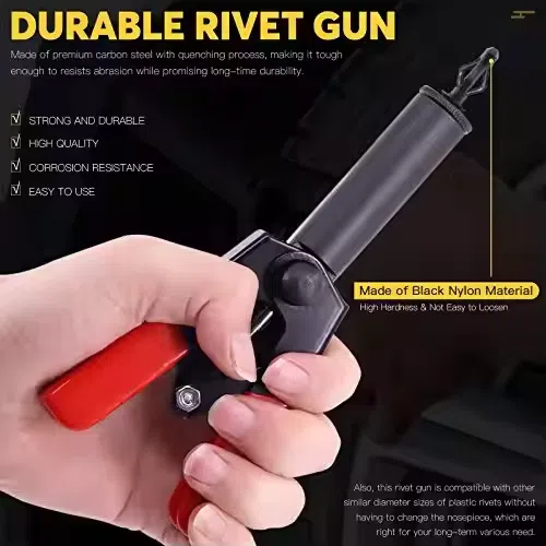 42Pcs Plastic Rivet Gun Set with 40Pcs 4Sizes Nylon Blind Rivets and 1Pcs Bonus Fastener Removal Tool, Hand Riveter