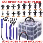 651Pcs Car Retainer Auto Fasteners Push Trim Plastic Clips Pin Rivet Bumper Kit