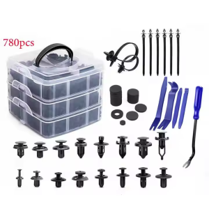 780Pcs Car Push Retainer Auto Bumper Fastener Push Trim Plastic Bumper Clips Pin Rivet Bumper Kit Car Clips
