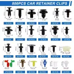 835Pcs Car Push Retainer Clips Plastic Fasteners Kit Nylon Bumper Fender Clips Plastic Rivets with Removal Tool