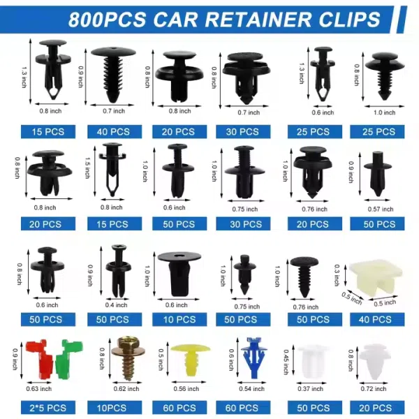 835Pcs Car Push Retainer Clips Plastic Fasteners Kit Nylon Bumper Fender Clips Plastic Rivets with Removal Tool