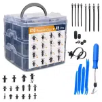 855Pcs Car Clips Push Retainer Clips & Auto Fasteners Assortment Nylon Bumper Fender Rivets with Cable Ties Screwdriver