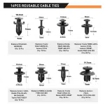855Pcs Car Clips Push Retainer Clips & Auto Fasteners Assortment Nylon Bumper Fender Rivets with Cable Ties Screwdriver