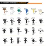 900Pcs Plastic Rivets and Auto Body Fasteners Assortment -24 Most Popular Sizes Nylon Bumper Clips