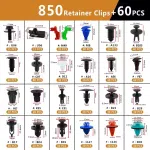 910Pcs Car Push Retainer Clips Plastic Rivets Bumper Clips Door Panel Trim Clip Car Body Fasteners Kit with Cable Ties Remover