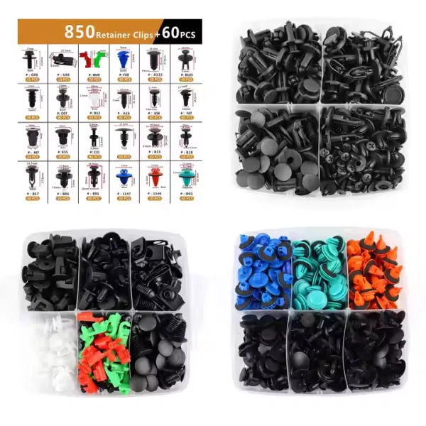 910Pcs Car Push Retainer Clips Plastic Rivets Bumper Clips Door Panel Trim Clip Car Body Fasteners Kit with Cable Ties Remover