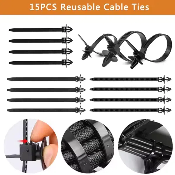910Pcs Car Push Retainer Clips Plastic Rivets Bumper Clips Door Panel Trim Clip Car Body Fasteners Kit with Cable Ties Remover