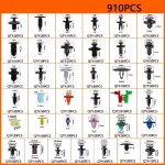 931Pcs Car Push Retainer Clips Door Panel Trim Clamp Kit Auto Fasteners Assortment with 38 Size Nylon Bumper Fender