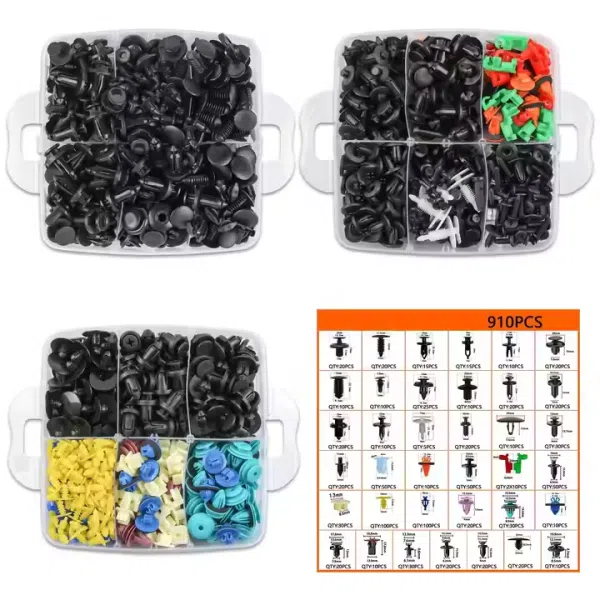 931Pcs Car Push Retainer Clips Door Panel Trim Clamp Kit Auto Fasteners Assortment with 38 Size Nylon Bumper Fender