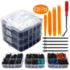 C0003 635Pcs Car Push Retainer Clips&Auto Fasteners Assortment Car Plastic Clips Rivet Bumper Kit Body Clips