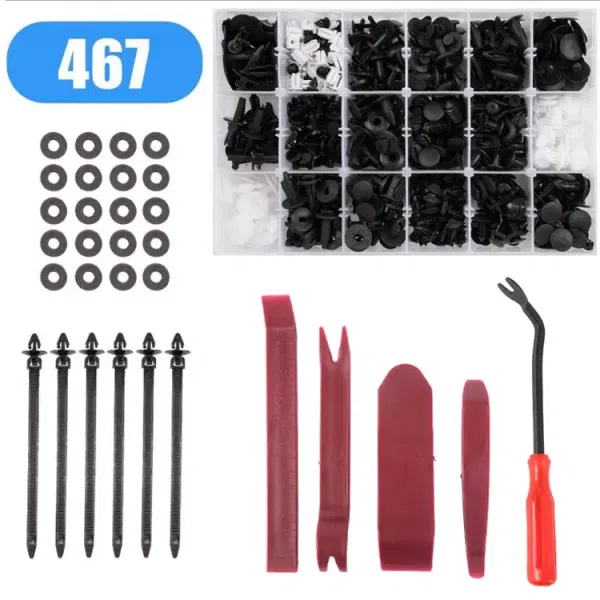 C0005  467Pcs Auto Plastic Fastener Trim Removal Tool Set Rivet Plastic Clips Car Retainer Clips Door Trim Panel Clips