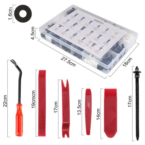 C0005  467Pcs Auto Plastic Fastener Trim Removal Tool Set Rivet Plastic Clips Car Retainer Clips Door Trim Panel Clips