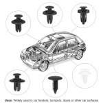 C0982 120Pcs Car Clips 6 Sizes of Car Body Fixed Clip Bumpers and Replacement Parts of Fenders Are Applicable to Most Models
