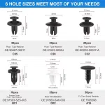 C0982 120Pcs Car Clips 6 Sizes of Car Body Fixed Clip Bumpers and Replacement Parts of Fenders Are Applicable to Most Models