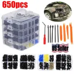 C0004 650Pcs Car Retainer Clips Auto Fasteners Push Trim Clips Pin Rivet Bumper Kit Auto Fastener & Clip