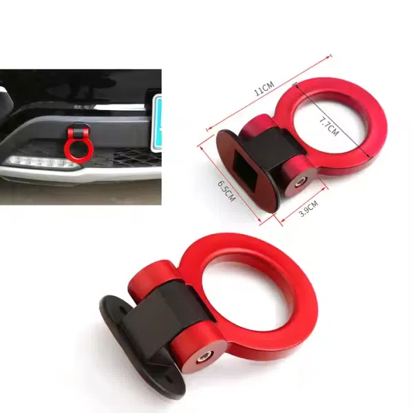Red Car Ring Track Racing Style Tow Hook Look Decoration Accessories Universal